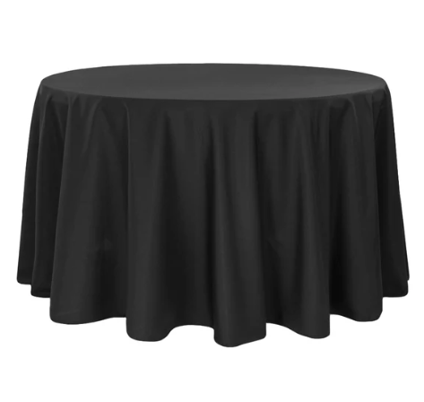 Black 108 inch Tablecloth for 60inch Round Table